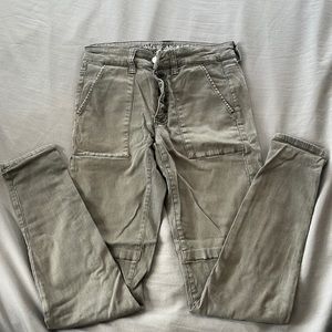 Green High waisted button up army green jeans